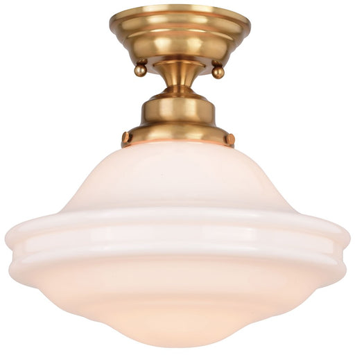 Vaxcel Huntley 1 Light 12" Semi-Flush Ceiling Light, Natural Brass/White - C0261