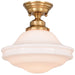Vaxcel Huntley 1 Light 12" Semi-Flush Ceiling Light, Natural Brass/White - C0261