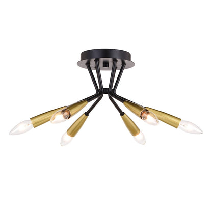 Vaxcel Ellis 6 Light 16.25" Semi-Flush Mount, Matte Black/Satin Brass - C0264