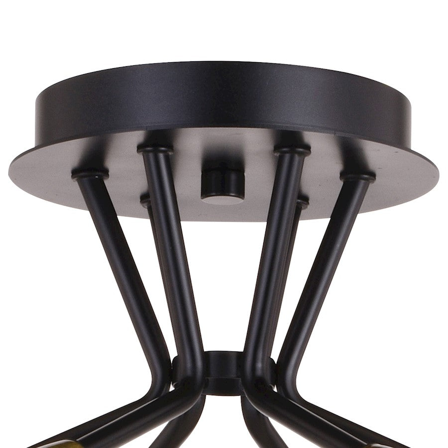 Vaxcel Ellis 6 Light 16.25" Semi-Flush Mount, Matte Black/Satin Brass