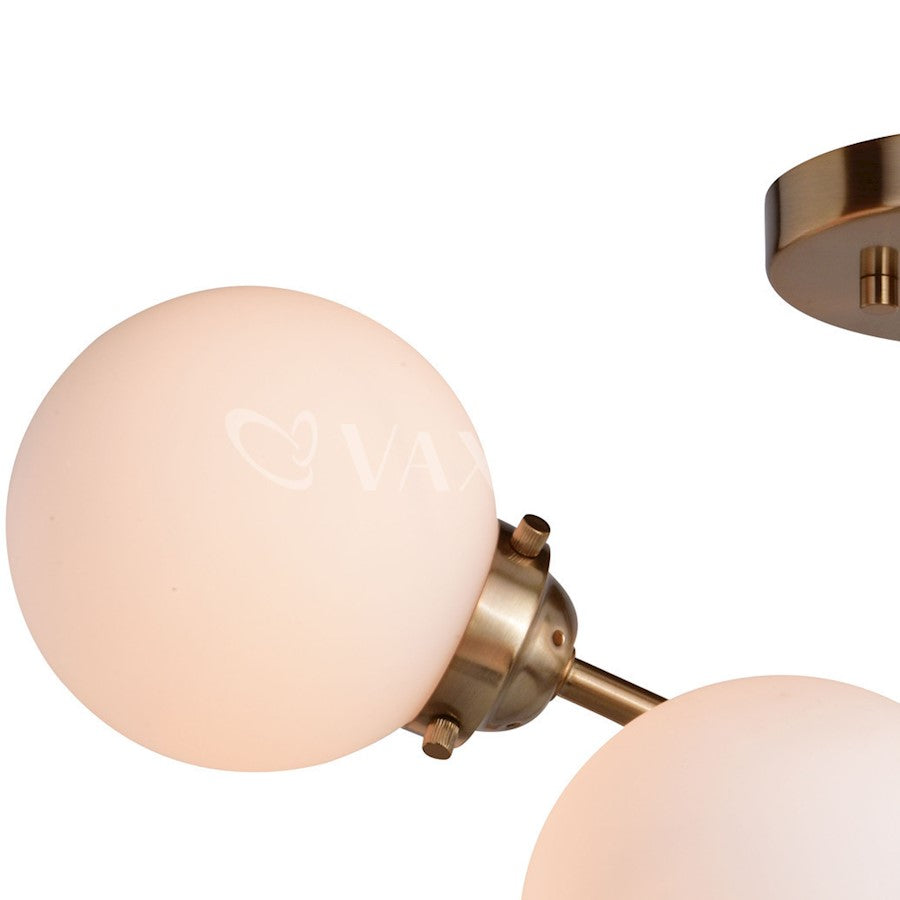 Vaxcel Orbit Semi Flush Mount, Muted Brass/White