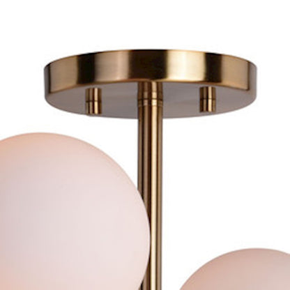 Vaxcel Orbit Semi Flush Mount, Muted Brass/White