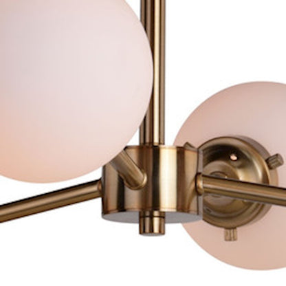 Vaxcel Orbit Semi Flush Mount, Muted Brass/White