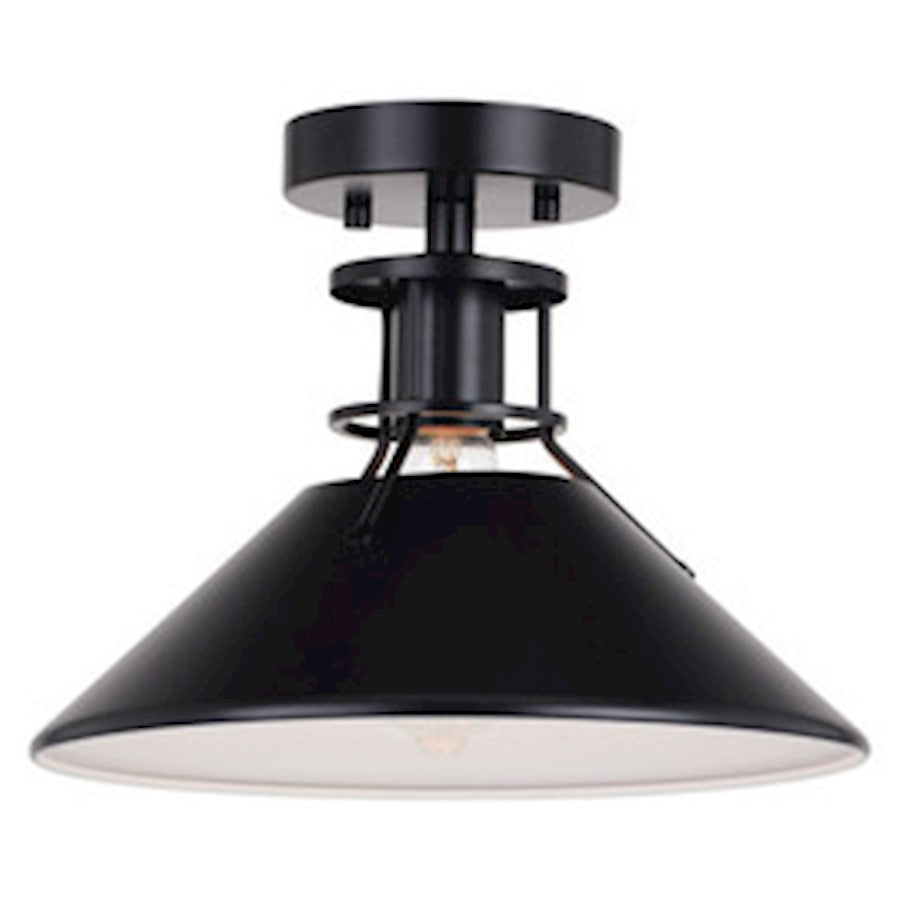 Vaxcel Canton 1 Light 11.5" Semi-Flush Mount, Black/Matte White/Black - C0270