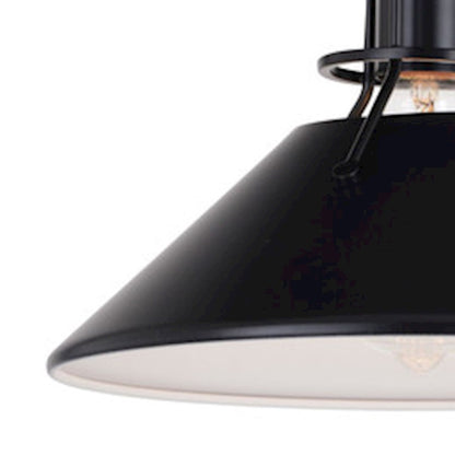 Vaxcel Canton 1 Light 11.5" Semi-Flush Mount, Black/Matte White/Black