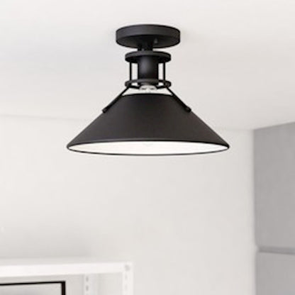 Vaxcel Canton 1 Light 11.5" Semi-Flush Mount, Black/Matte White/Black