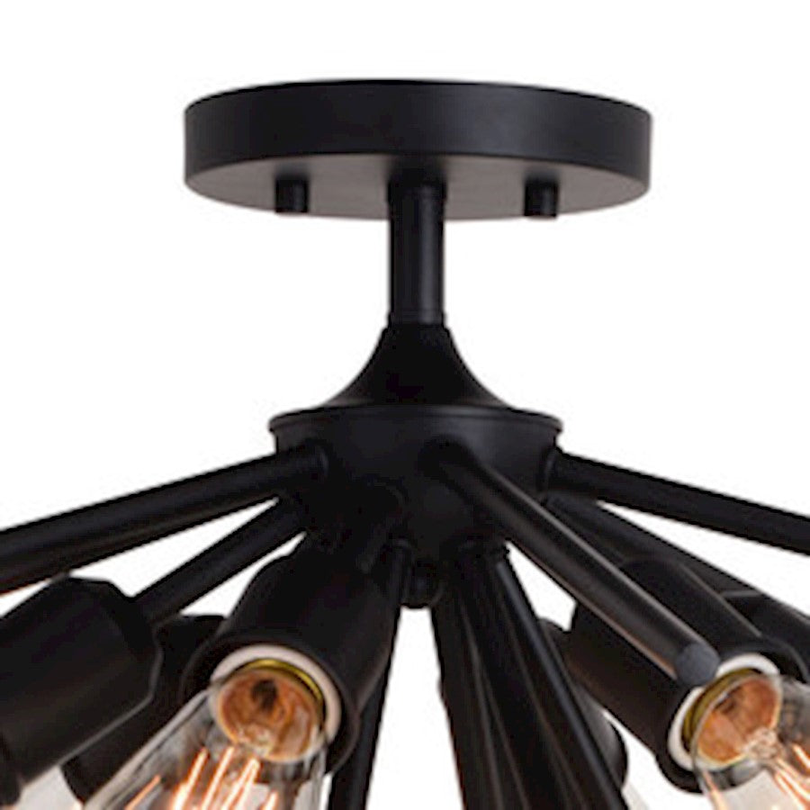 Vaxcel Estelle 6 Light 24" Semi Flush Mount, Matte Black