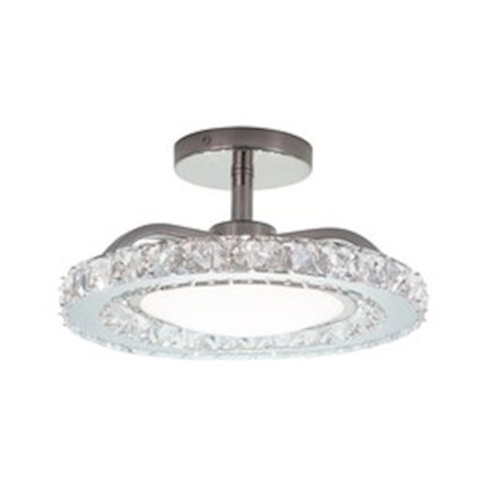 Vaxcel Clara 1 Light 12.25" Semi Flush Mount, Brushed Nickel/Cream - C0276