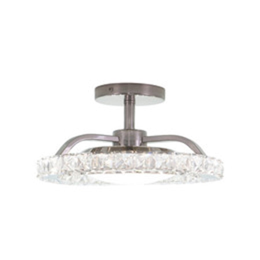 Vaxcel Clara 1 Light 12.25" Semi Flush Mount, Brushed Nickel/Cream