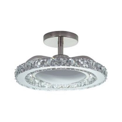 Vaxcel Clara 1 Light 12.25" Semi Flush Mount, Brushed Nickel/Cream