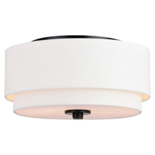 Vaxcel Burnaby 2 Light 13" Flush Mount, Black/White - C0279