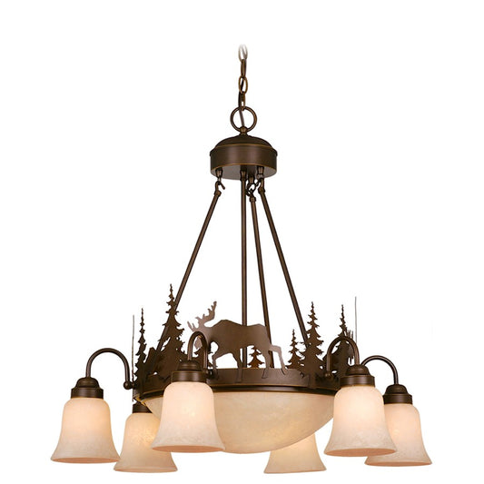 9 Light Chandelier, Burnished Bronze