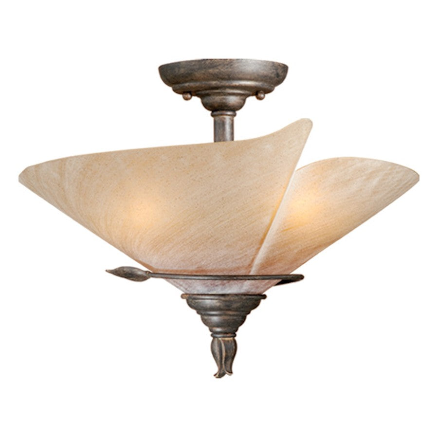 Vaxcel Capri 3 Light Semi-Flush Mount, Black Walnut