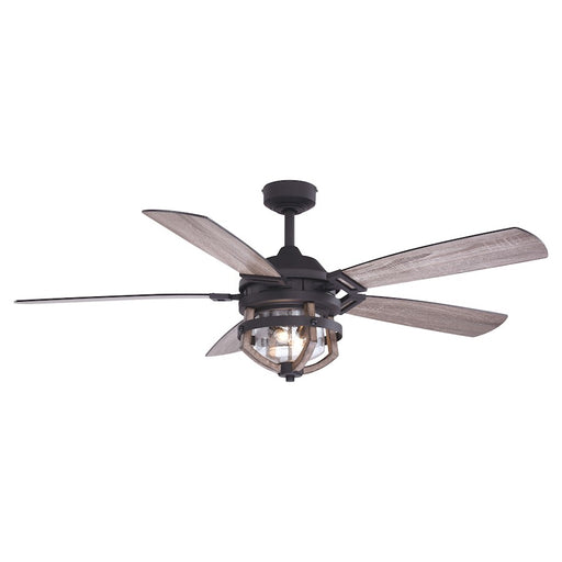 Vaxcel Barnes 2 Light 54" Ceiling Fan, Rustic Oak, Black - F0055