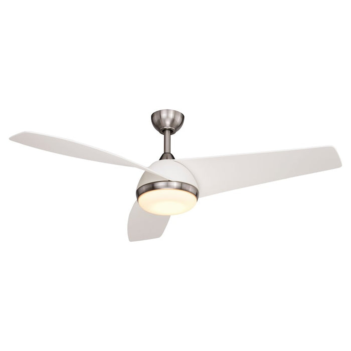 Vaxcel Odell 1 Light 52" Ceiling Fan, Nickel/White/White Frosted - F0091