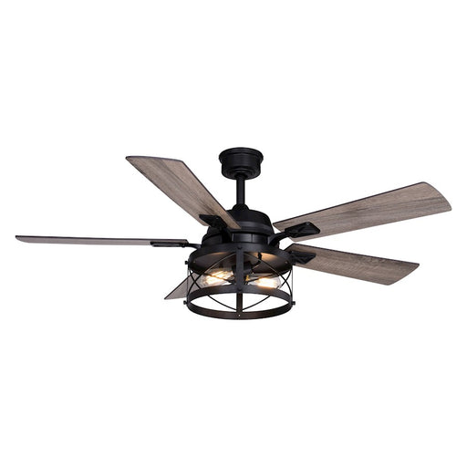 Vaxcel Elburn 2 Light 52" Ceiling Fan, Black/Wire Cage Shade - F0094