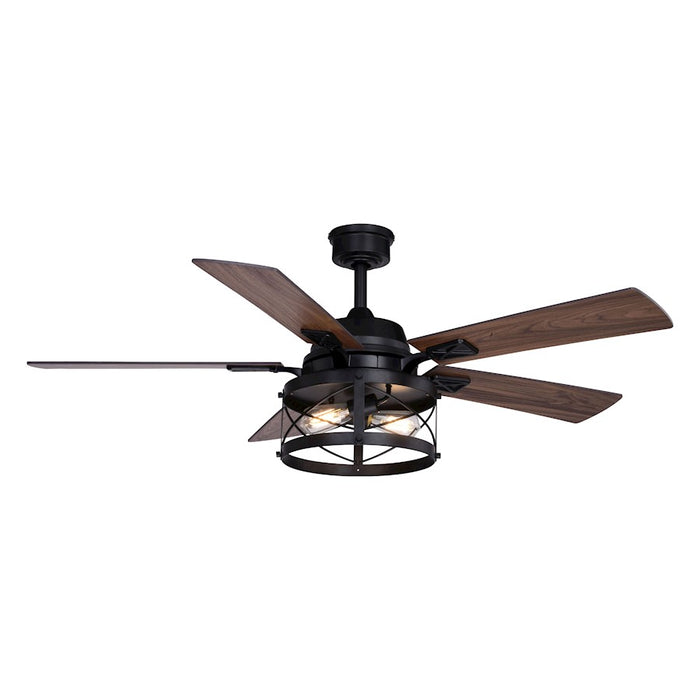Vaxcel Elburn 2 Light 52" Ceiling Fan, Black/Wire Cage Shade