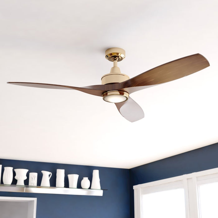 Vaxcel Curtiss 1 Light 52" Ceiling Fan, Satin Brass/White Frosted