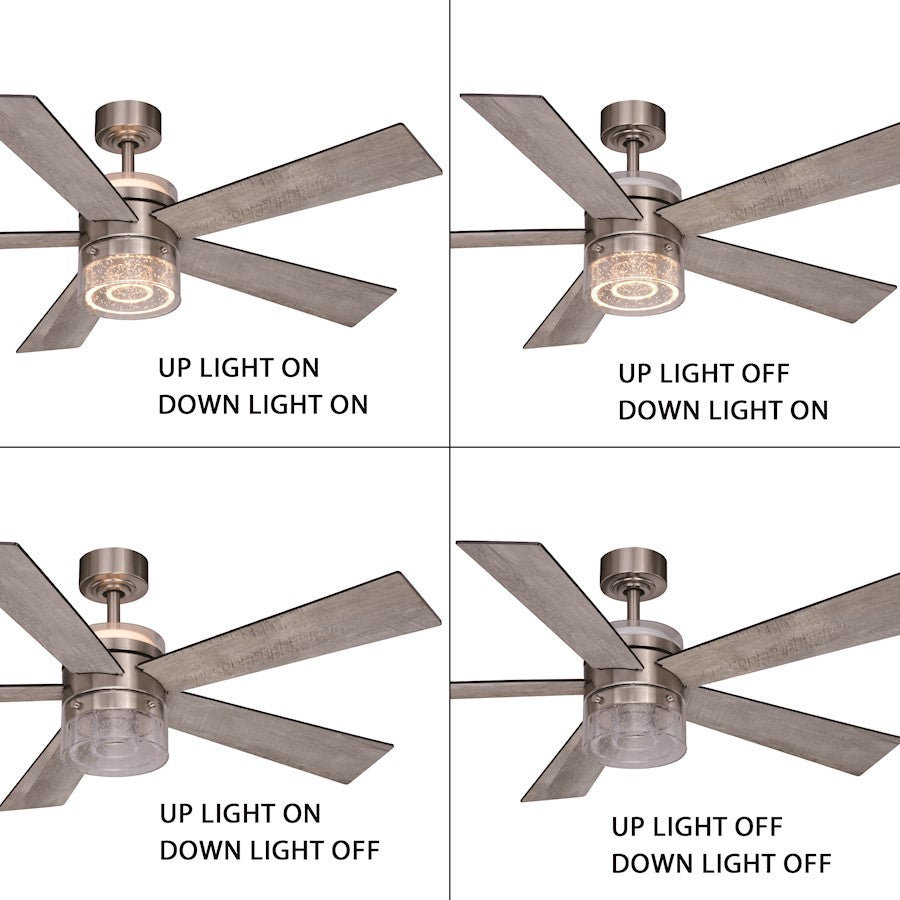 Vaxcel Ashford 1 Light 52" Ceiling Fan, Brushed Nickel/White