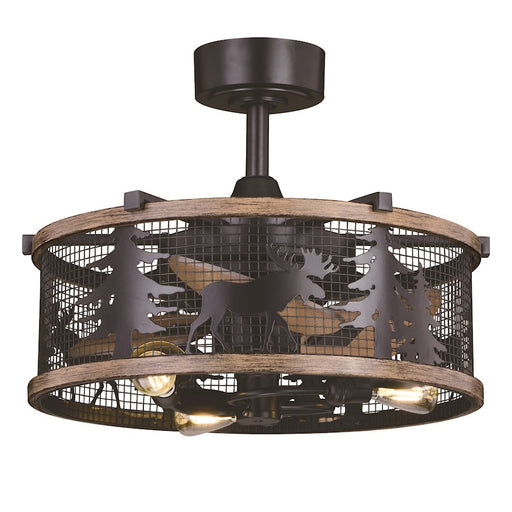 Vaxcel Kodiak 21" 3 Light Ceiling Fan, Black/Burnished Teak - F0103