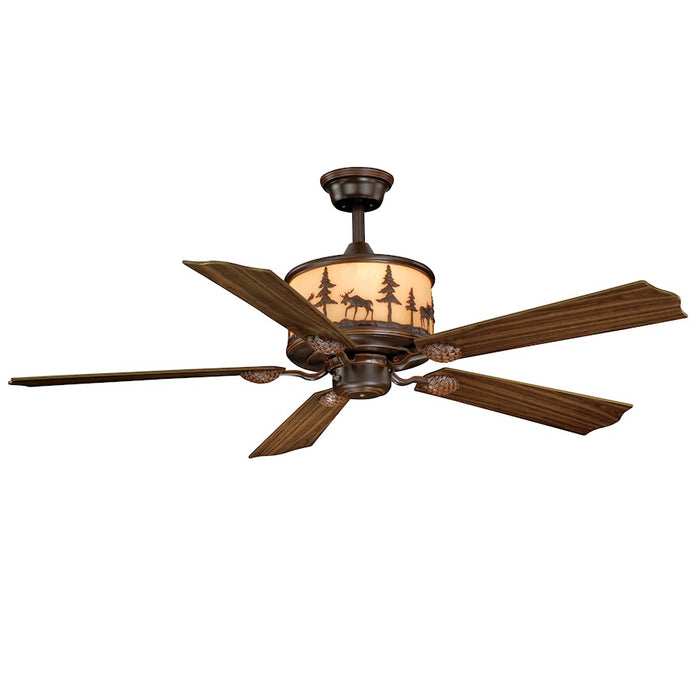 Vaxcel Yellowstone Ceiling Fan, Bronze/Amber Flake Glass