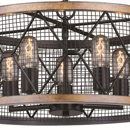 5 Light Drum Chandelier, Bronze