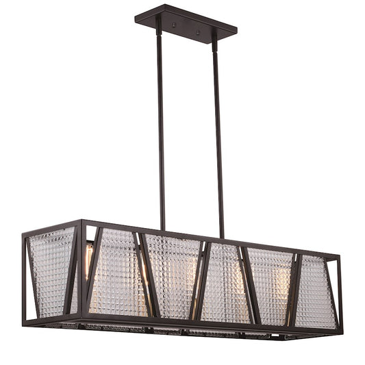 5 Light Linear Chandelier, Black