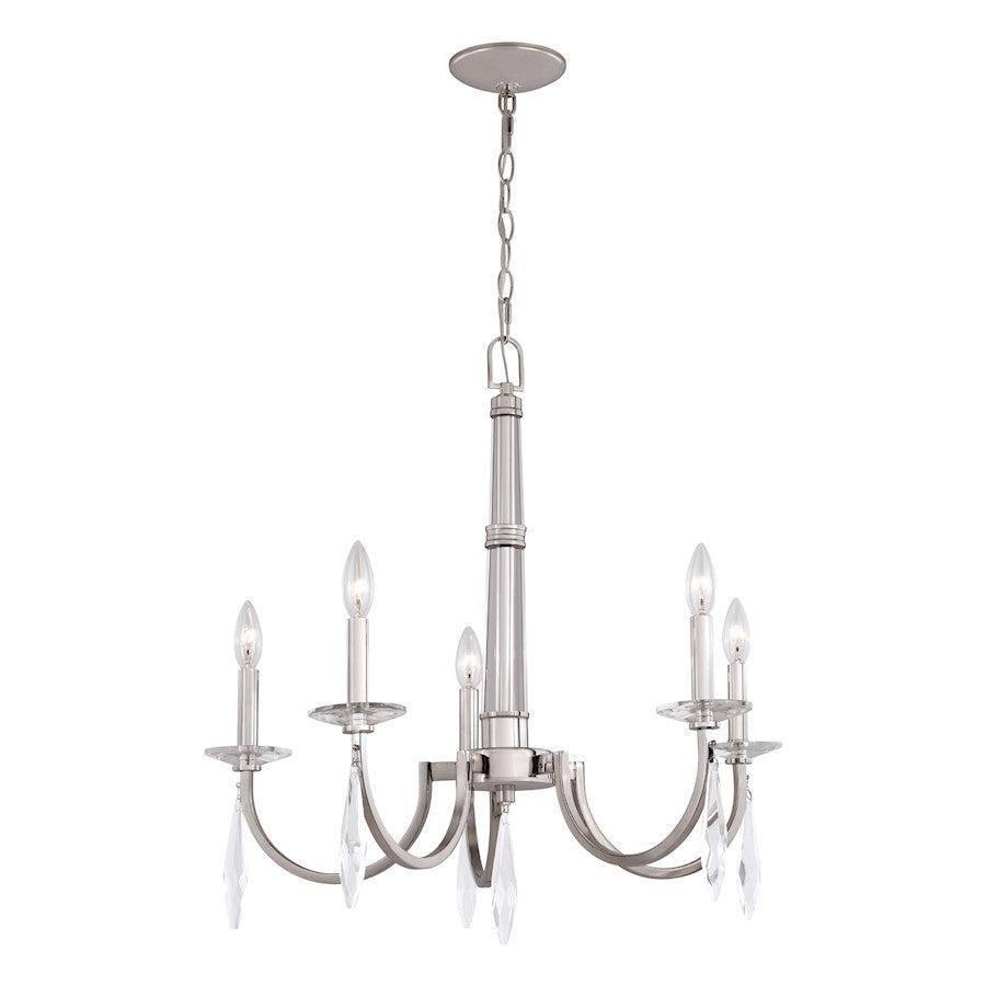 Vaxcel Hoyne 5 Light Chandelier, Nickel - H0243