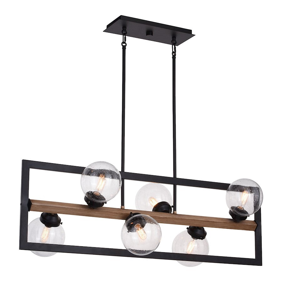 Vaxcel Bridgeview 6 Light 38" Linear Chandelier, Bronze/Walnut/Seedy - H0257