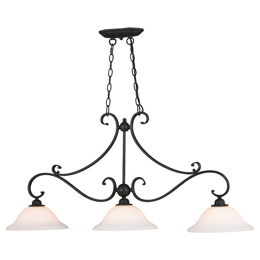 Vaxcel Monrovia 3 Light Linear Chandelier, Bronze/Etched White - H0259
