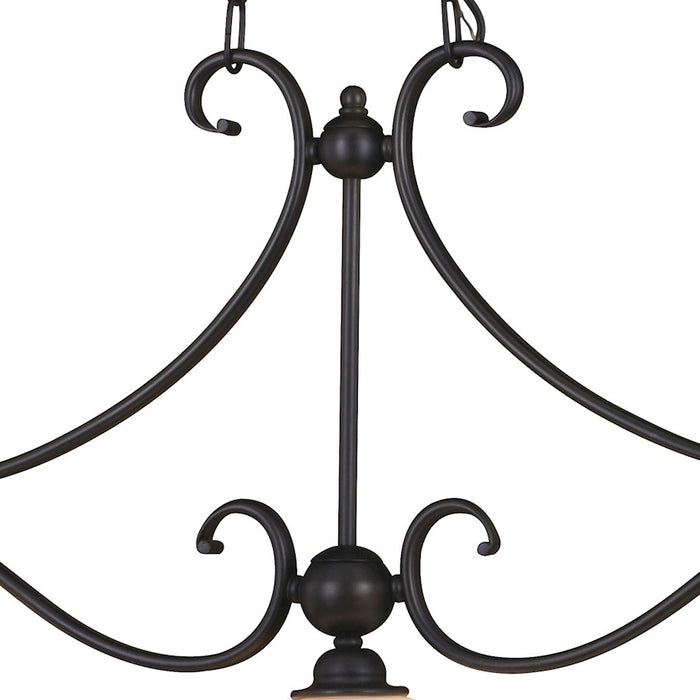 Vaxcel Monrovia 3 Light Linear Chandelier, Bronze/Etched White