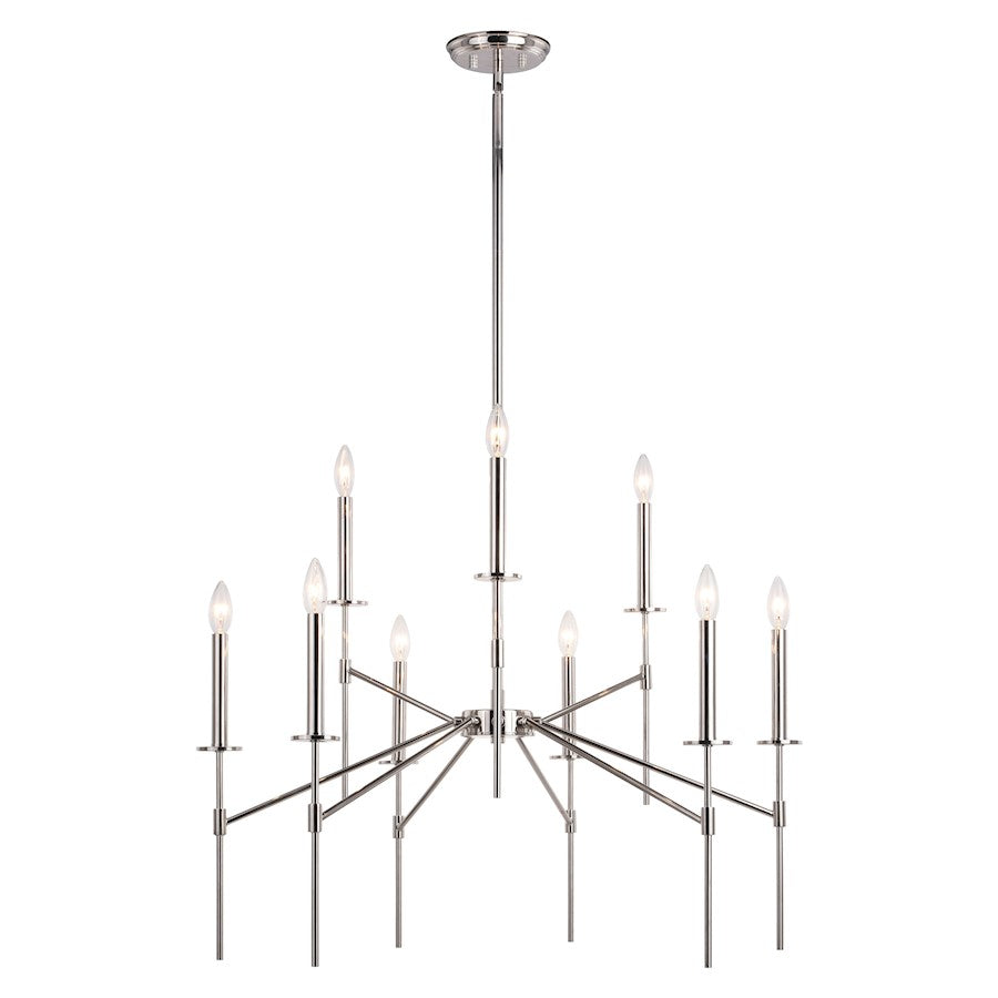 Vaxcel Kedzie 9 Light Chandelier, Polished Nickel - H0260