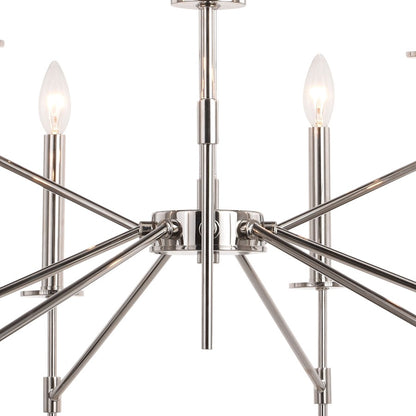 9 Light Chandelier, Polished Nickel