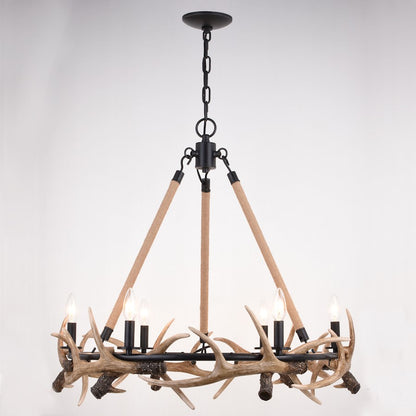 Breckenridge Antler Chandelier, Aged Iron