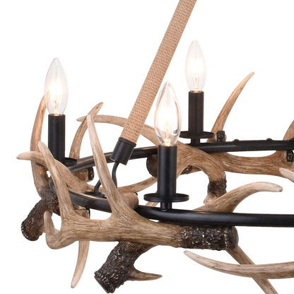 Breckenridge Antler Chandelier, Aged Iron