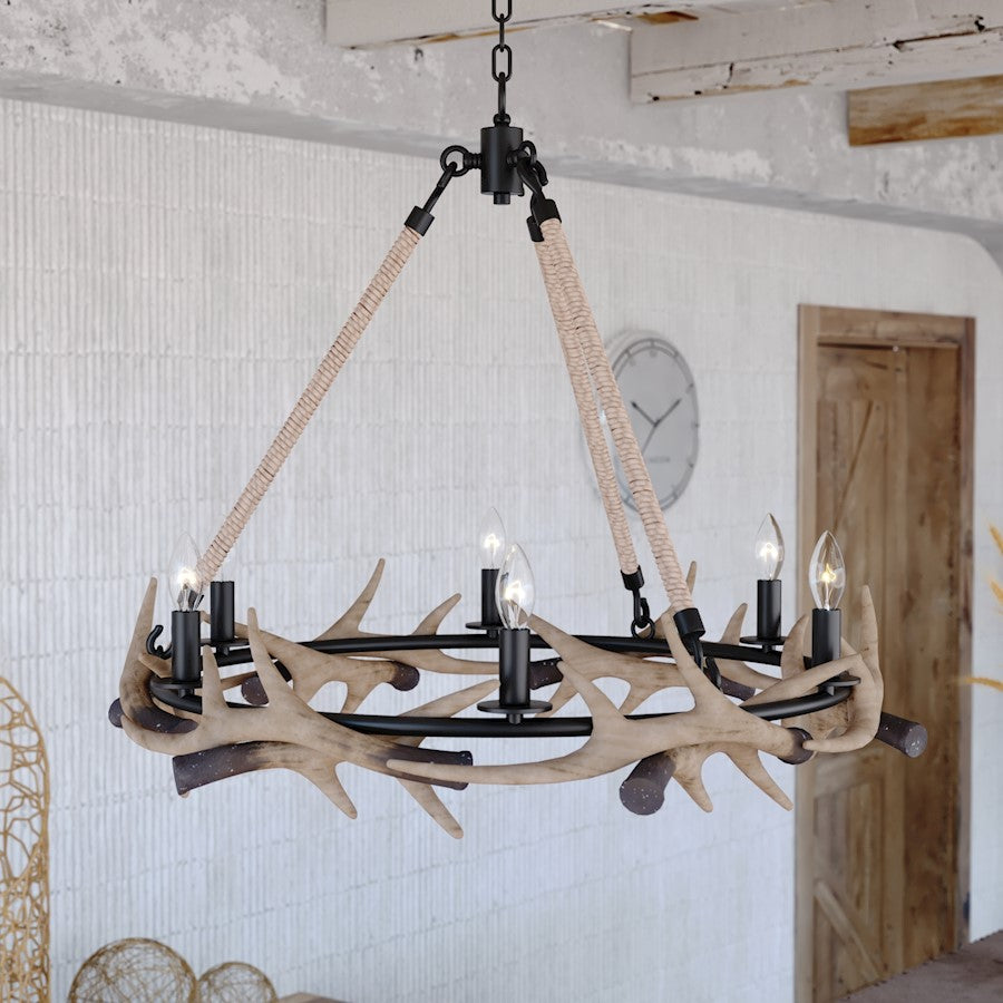 Breckenridge Antler Chandelier, Aged Iron