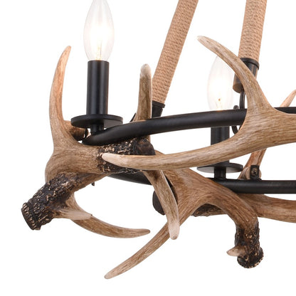 Breckenridge Antler Chandelier, Aged Iron