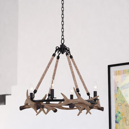 Breckenridge Antler Chandelier, Aged Iron