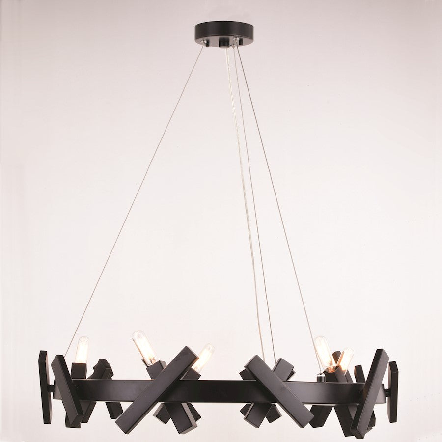 5 Light 28" Chandelier, Matte Black