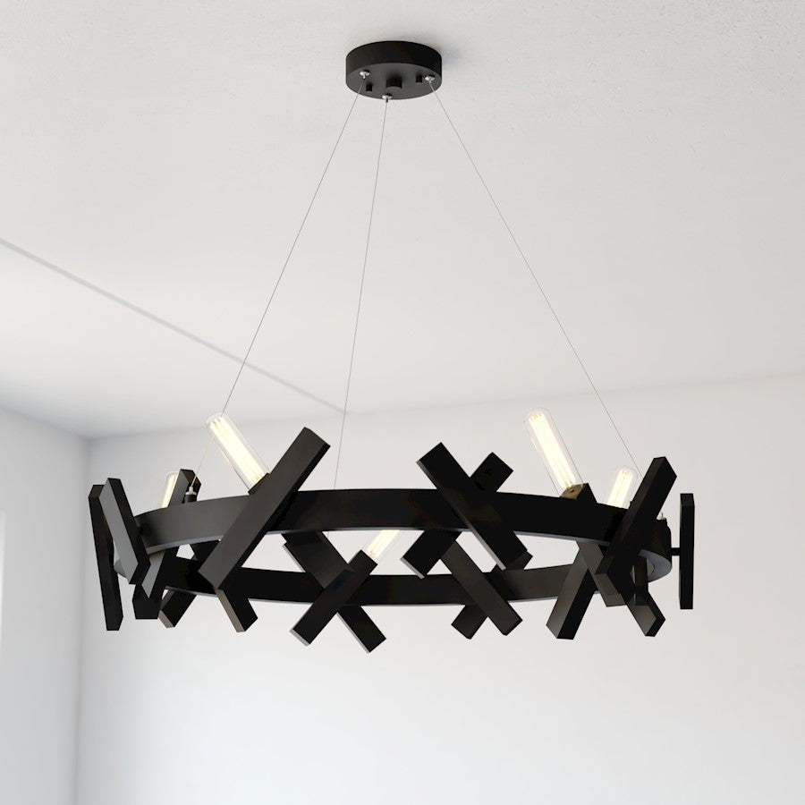 5 Light 28" Chandelier, Matte Black