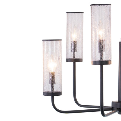 6 Light 28" Chandelier, Matte Black