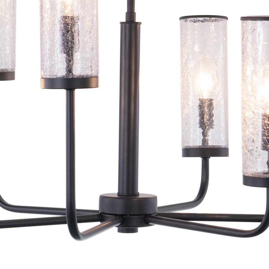 6 Light 28" Chandelier, Matte Black