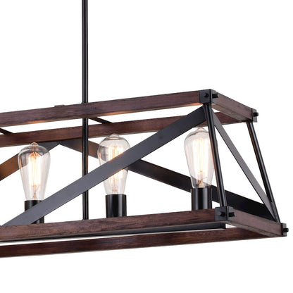 5 Light 36" Linear Chandelier, Matte Black