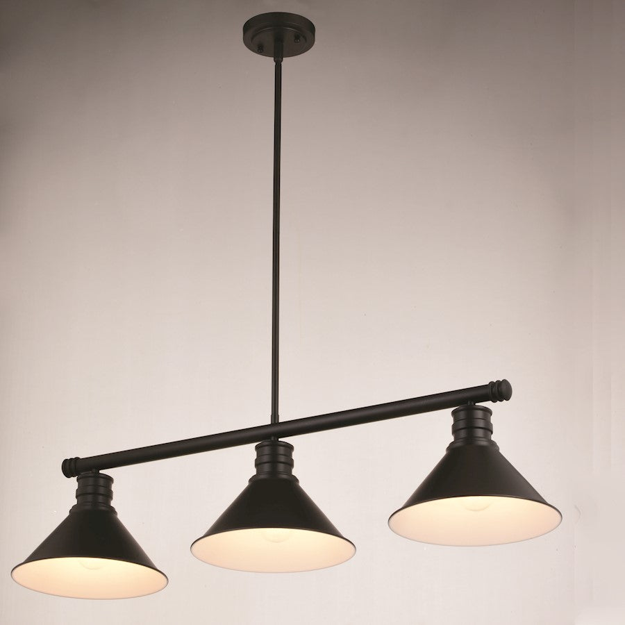 3 Light 35.75" Linear Chandelier, Oil Rubbed Bronze