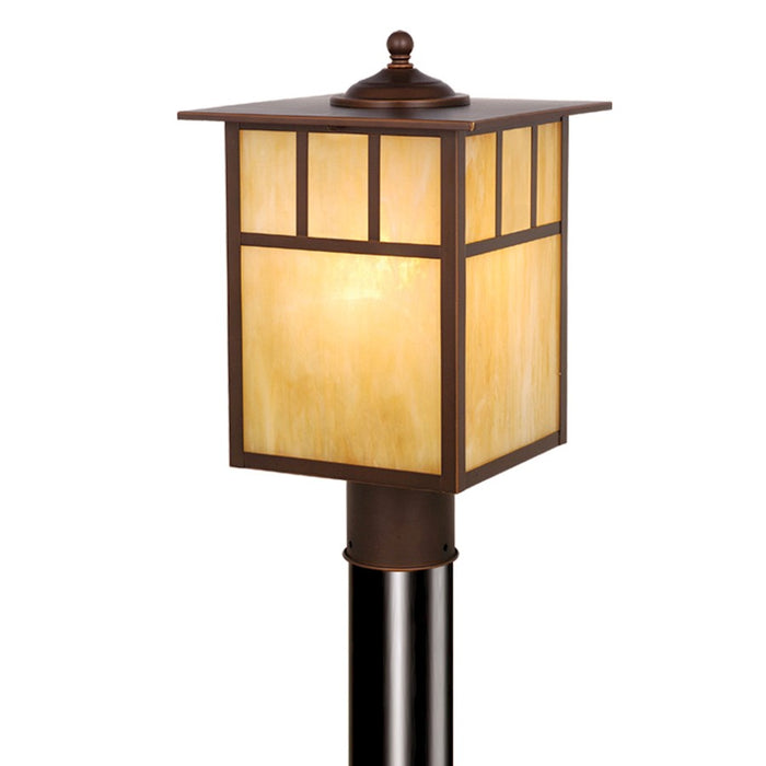 Vaxcel Mission 1 Light Outdoor Post, Bronze/Honey Opal Glass
