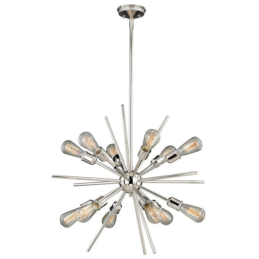 12 Light Pendant, Polished Nickel