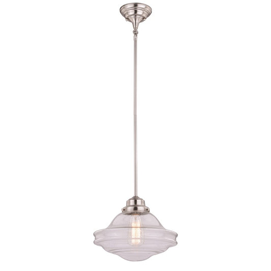 1 Light 12" Pendant, Satin Nickel