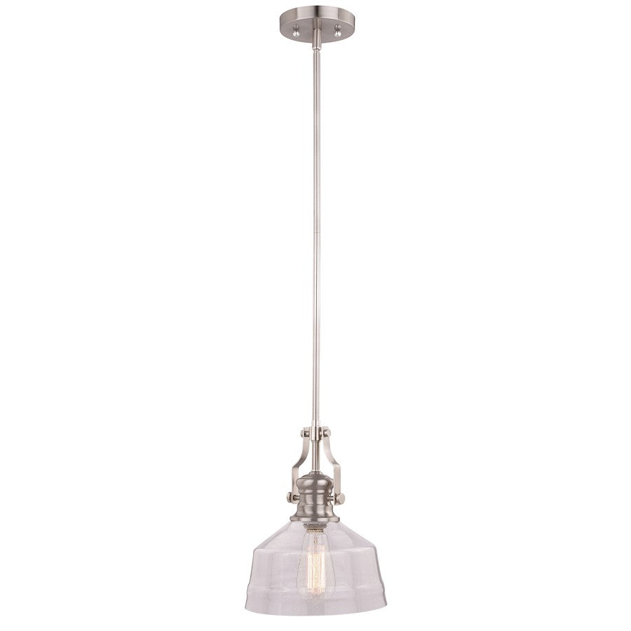 1 Light 9" Mini Pendant, Satin Nickel