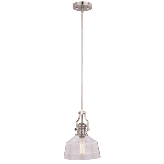 1 Light 9" Mini Pendant, Satin Nickel