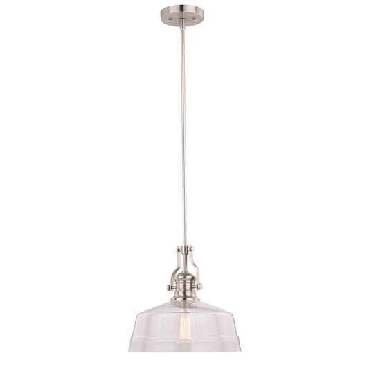 1 Light 12" Pendant, Satin Nickel